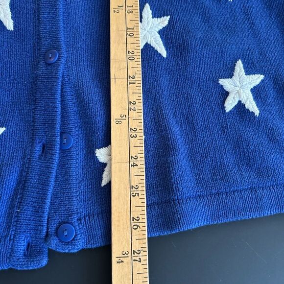 The Quacker Factory Sweater Cardigan Stars & Stripes Patriotic Preppy Vintage L - Picture 5 of 6